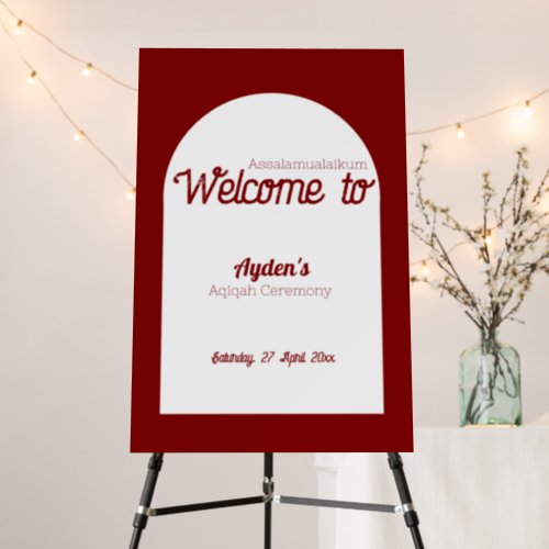 Red White Solid Color Baby Shower Welcome Sign