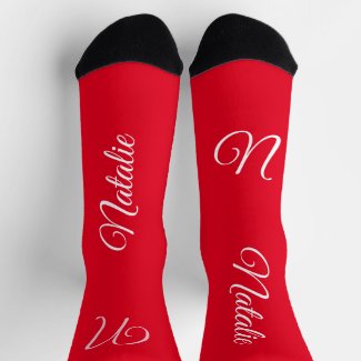 Red  white solid color monogrammed 
