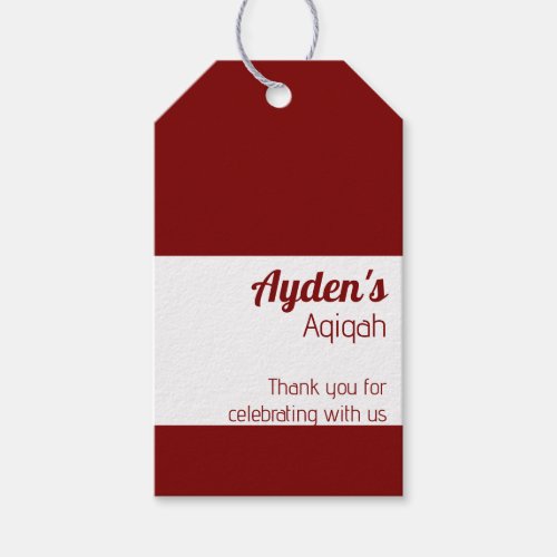 Red White Solid Color Plain Aqiqah Baby Shower Gift Tags