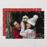 Red &amp; White Sparkle Believe in the Magic Christmas Invitation