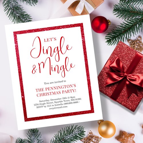 Red  White Sparkle  Christmas Budget Invitation