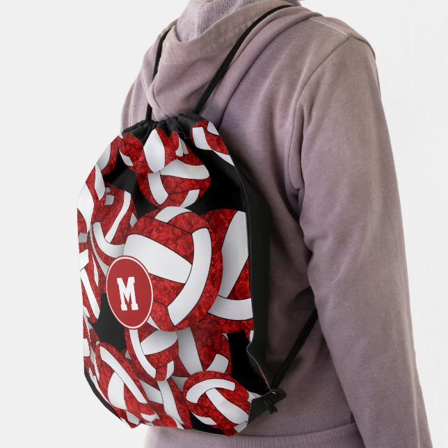 red white sports accessories girls volleyball drawstring bag (Insitu)
