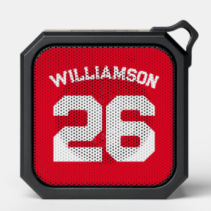 Red White Sports Jersey Number Name Team Bluetooth Speaker