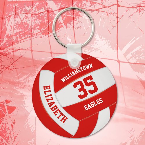 red white sports team colors volleyball keychain