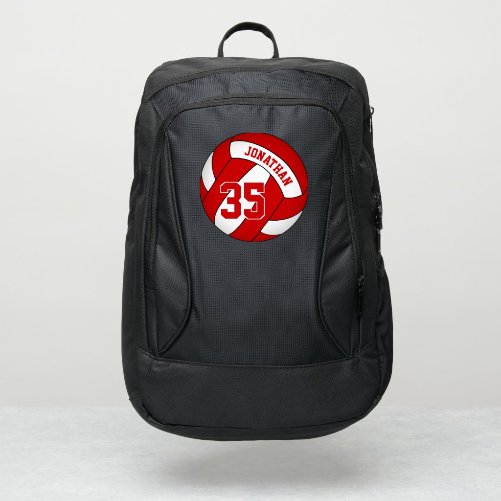 red white sports team colors volleyball  backpack