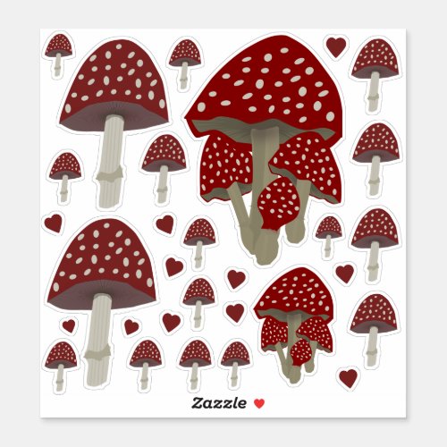 red white spots mushroom Amanita muscaria stickers
