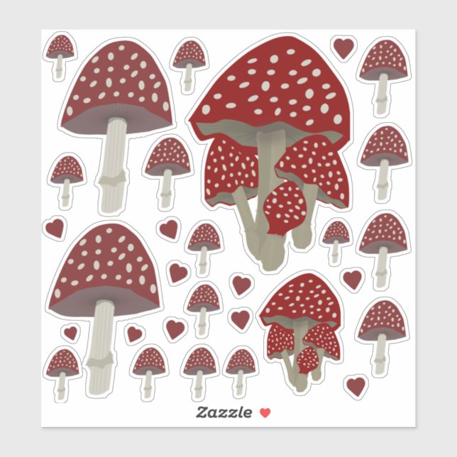 red white spots mushroom Amanita muscaria stickers (Sheet)