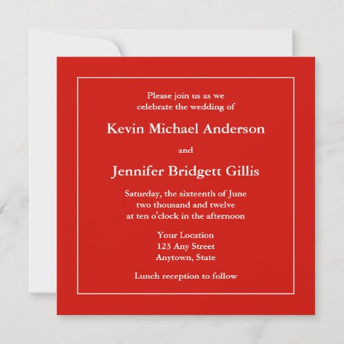 Red &amp; White Square Invitations or Announcements