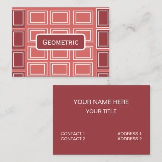 Red White Square Rectangle Geometric Business Card