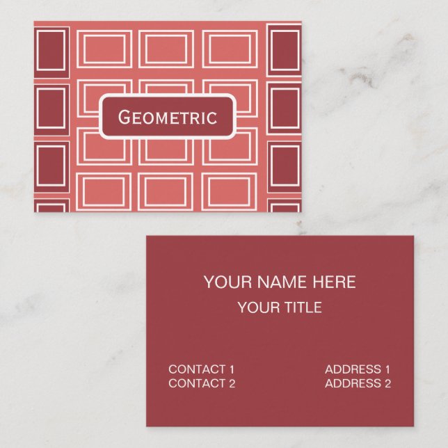 Red White Square Rectangle Geometric Business Card (Front/Back)