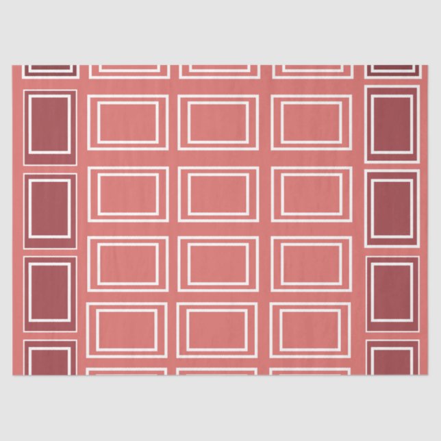 Red White Square Rectangle Geometric Tissue Paper (Front)