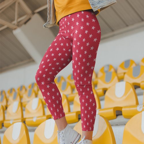 Red White Star Festive Leggings