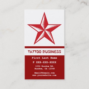 Red White Star Tattoo Business Cards by ProfessionalOffice at Zazzle