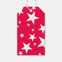 Red White Stars Christmas Elegant Template Gift Tags