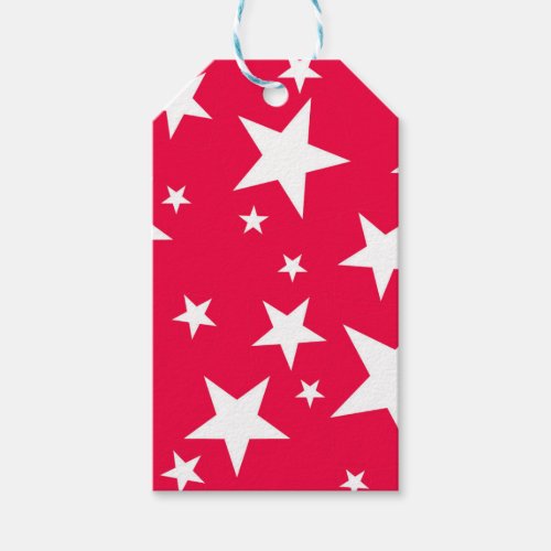 Red White Stars Christmas Elegant Template Gift Tags