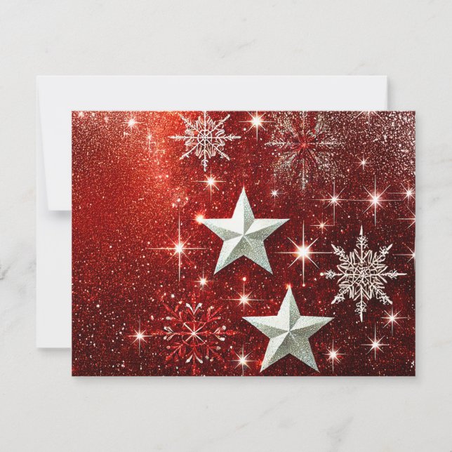 Red & White Stars – Elegant Christmas Holiday Card (Front)