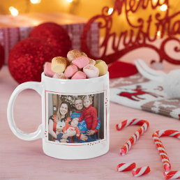 Red &amp; White Stars Family Photo Merry Christmas Coffee Mug