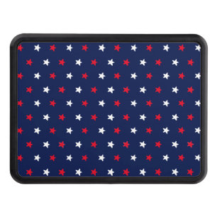 Red white stars navy blue america pattern trailer hitch cover
