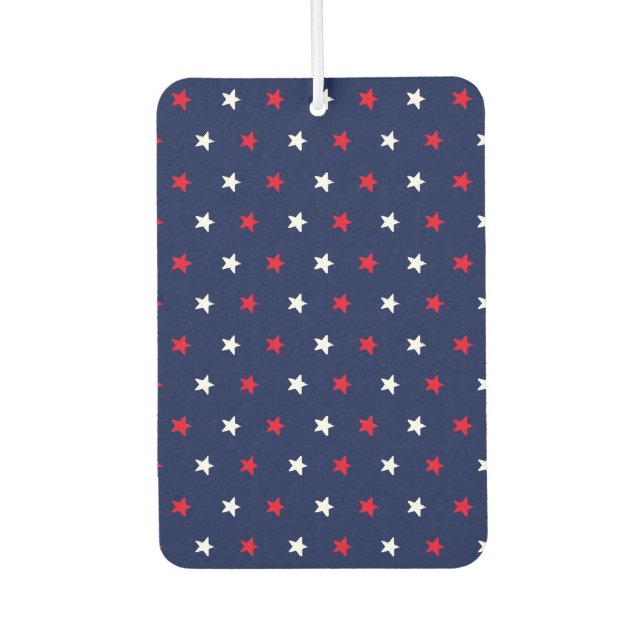 Red white stars navy blue american style pattern air freshener (Front)