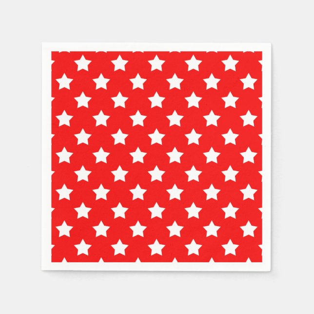 Red White Stars Pattern Decorative Napkins (Front)
