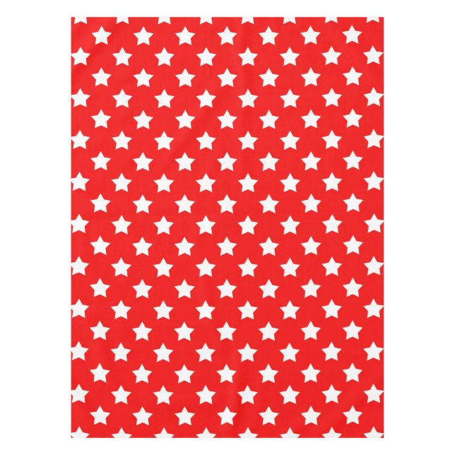 Red White Stars Pattern Decorative Tablecloth (Front)