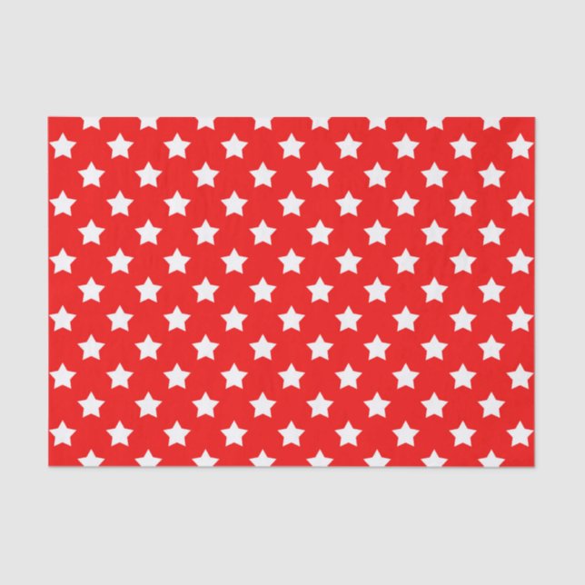 Red White Stars Pattern Decorative Tissue Paper (Front)