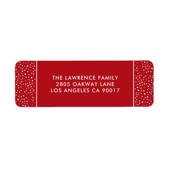 Red White Stars Snow Christmas Holiday Address Label (Front)