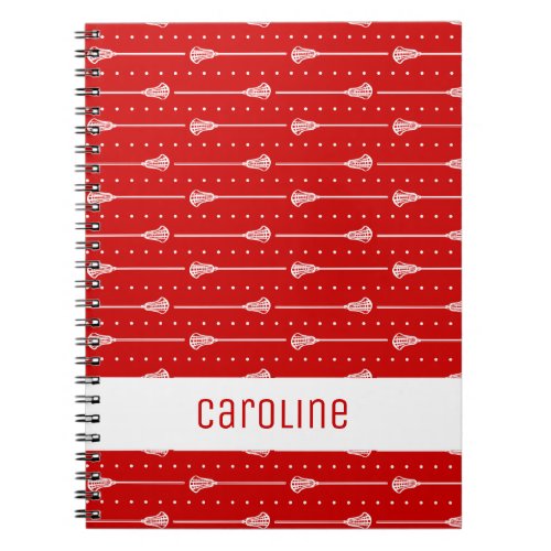 Red White Sticks and Dotted Lines Pattern Notebook
