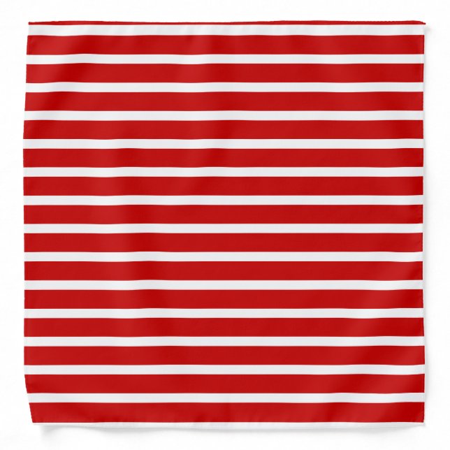 Red & White Straight Lines Christmas Pattern Bandana (Front)