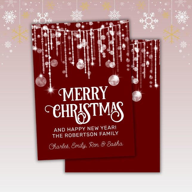 Red White String Lights Christmas Holiday Card (Creator Uploaded)
