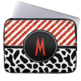 Modern Stripe Monogram w/ Designer Pattern Laptop Sleeve