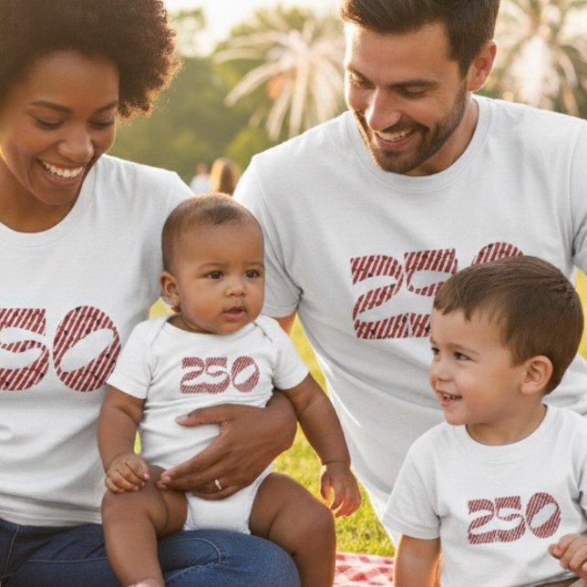 Red White Stripe Blue Stars America 250 Birthday T-Shirt (Creator Uploaded)