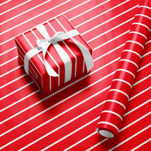 Red white stripe cute simple squiggly Christmas Wrapping Paper