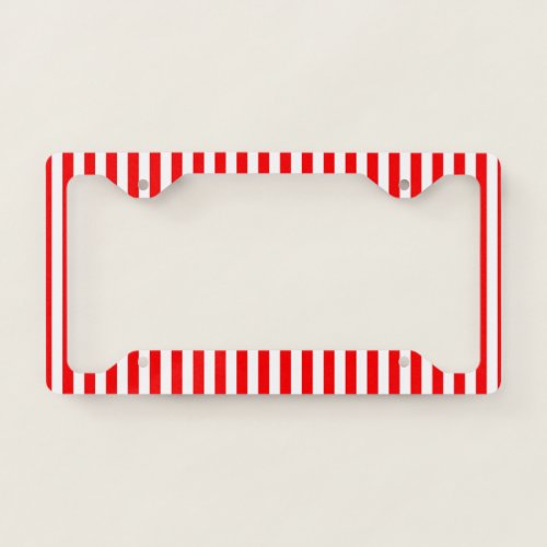 Red White Stripe Design License Plate Frame