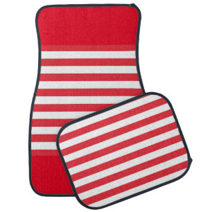 Red & White Stripe Floor Car Mats