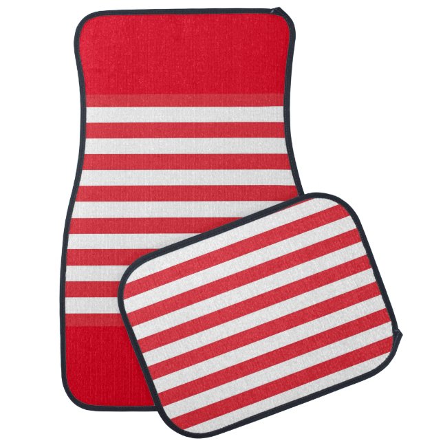 Red & White Stripe Floor Car Mats (Set)
