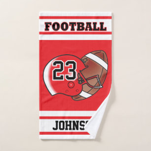 Red & White Stripe Football Jersey Hand Towel