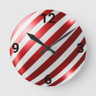RED WHITE STRIPE PATRIOTIC WALL CLOCK