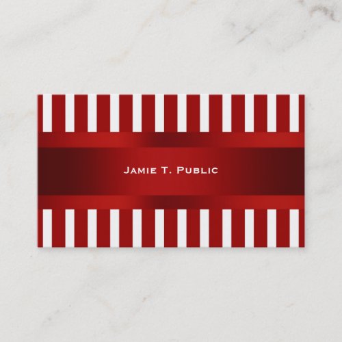 Red &amp; White Stripe, Red Ribbon Business Cards