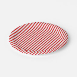 Red White Stripe Ticking Paper Plate | Zazzle