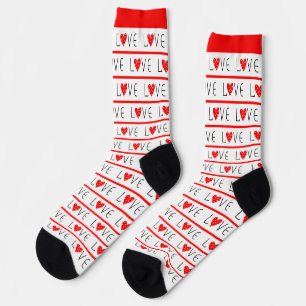 RED & WHITE STRIPE VALENTINE'S DAY LOVE SOCKS