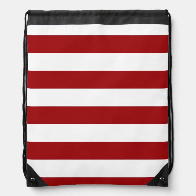 Red & White Striped Drawstring Bag (Front)