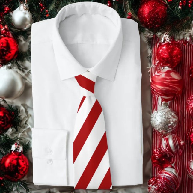 Red White Striped Festive Holiday Neck Tie (Creator Uploaded)