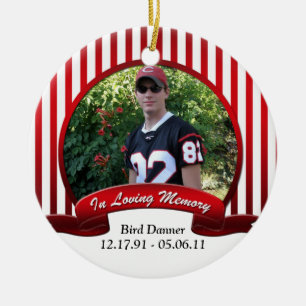 Red White Striped In Loving Memory Ornament