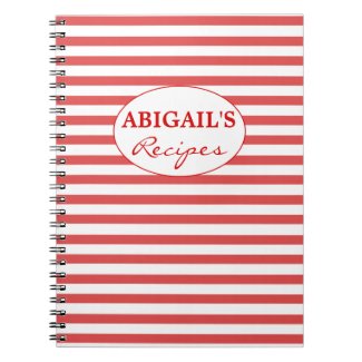 Red & White Striped Pattern Recipe Notebook