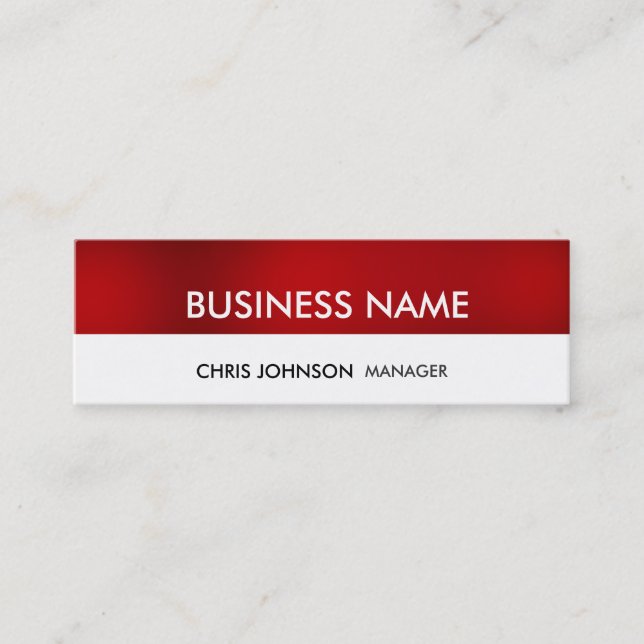 Red White Striped Skinny Trendy Business Card (Front)