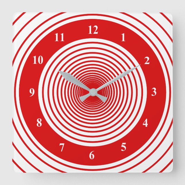 Red White Striped Wall Clock - Choose Colors (Front)