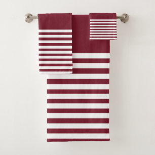 Red White Stripes Bath Towel Set