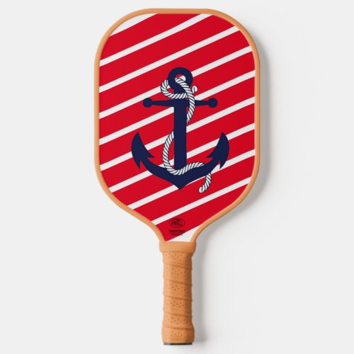 Red White Stripes  Blue Anchor Pickleball Paddle