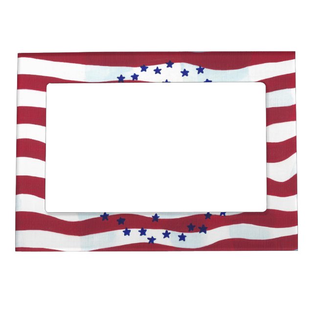 Red White Stripes Blue Stars Magnetic Photo Frames (Front)